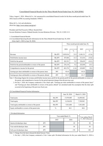 Vorschaubild Mitsui Bussan
 Quartalsbericht 2025-q1