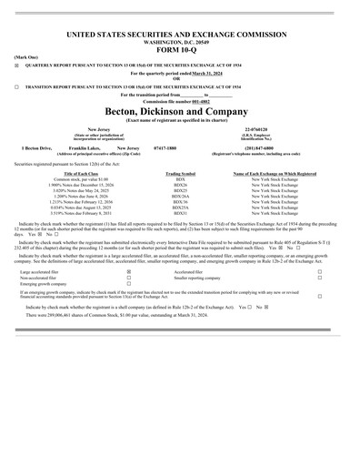 Thumbnail Becton Dickinson Quarterly Report 2024-q2