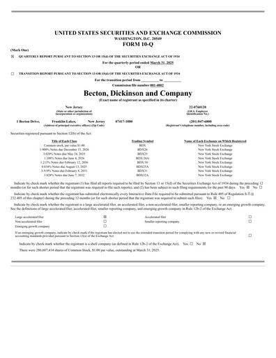 Thumbnail Becton Dickinson Quarterly Report 2025-q2