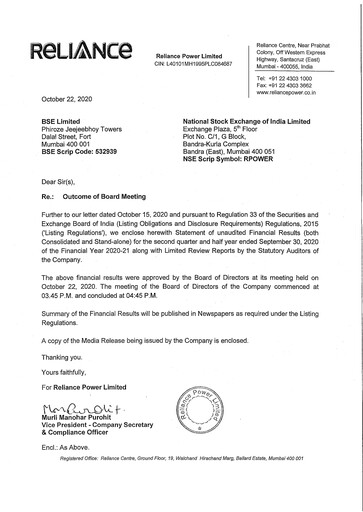 Thumbnail Reliance Power
 Quarterly Report 2020-q2