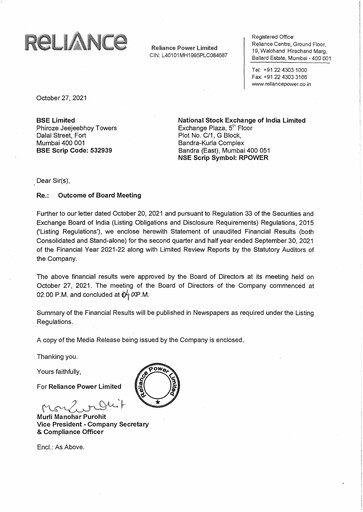 Thumbnail Reliance Power
 Quarterly Report 2021-q2