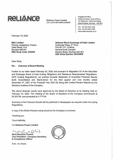 Thumbnail Reliance Power
 Quarterly Report 2021-q3