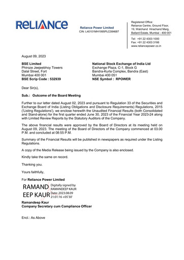 Thumbnail Reliance Power
 Quarterly Report 2023-q1