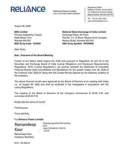 Thumbnail Reliance Power
 Quarterly Report 2026-q1