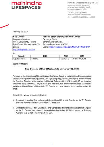 Thumbnail Mahindra Lifespaces
 Quarterly Report 2023-q3