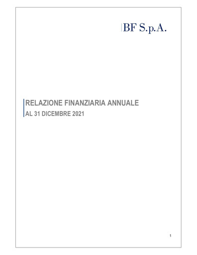 Thumbnail B.F. S.p.A. Financial Report 2021