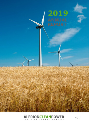Thumbnail Alerion Clean Power Annual Report 2019