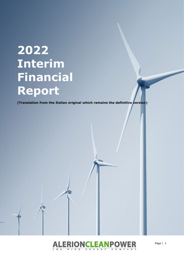 Thumbnail Alerion Clean Power Financial Report 2022-h1