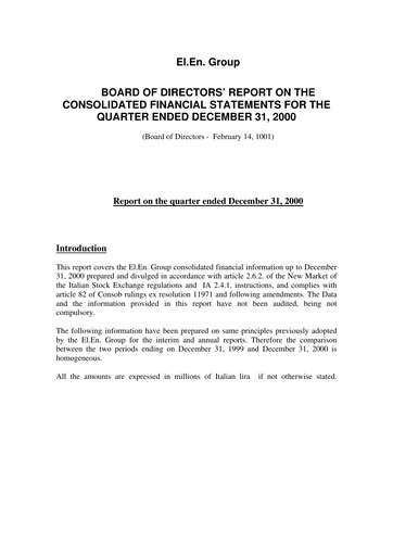 Vorschaubild EL.En. S.p.A. (Elen Group) Quartalsbericht 2000-q4