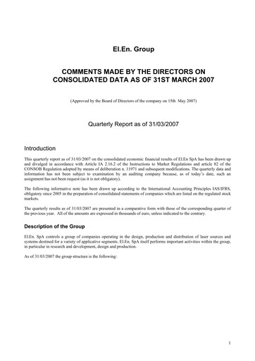 Vorschaubild EL.En. S.p.A. (Elen Group) Quartalsbericht 2007-q1