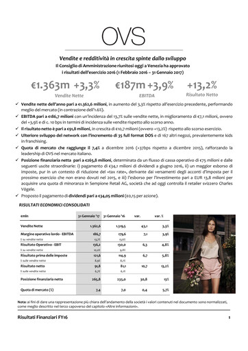 Vorschaubild OVS S.p.A. Finanzbericht 2016
