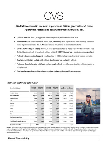 Vorschaubild OVS S.p.A. Halbjahresbericht 2019-h1
