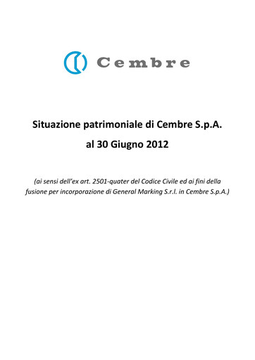 Thumbnail Cembre S.p.A. Financial Statement 2012