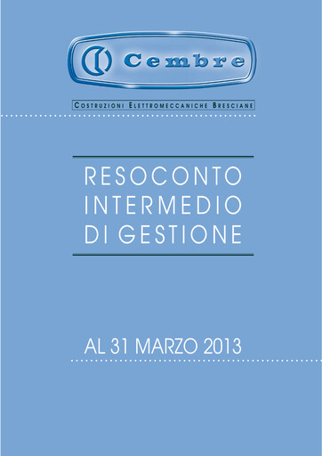 Thumbnail Cembre S.p.A. Quarterly Report 2013-q1