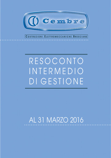Thumbnail Cembre S.p.A. Quarterly Report 2016-q1
