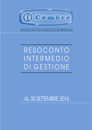 Thumbnail Cembre S.p.A. Quarterly Report 2016-q3