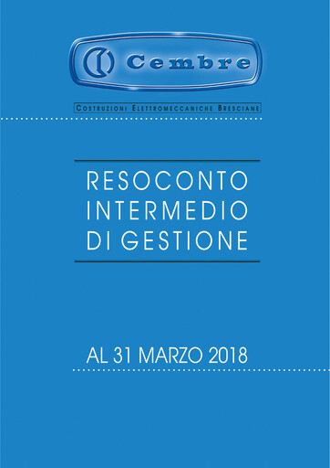 Thumbnail Cembre S.p.A. Quarterly Report 2018-q1