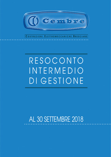 Thumbnail Cembre S.p.A. Quarterly Report 2018-q3