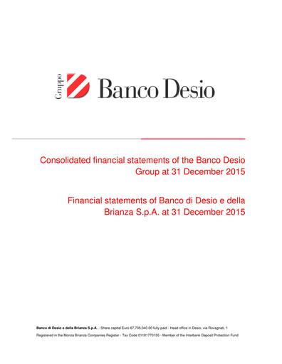 Thumbnail Banco di Desio e della Brianza Annual Report 2015