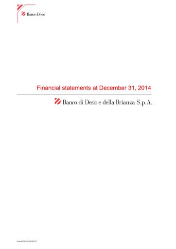 Thumbnail Banco di Desio e della Brianza Financial Statement 2014