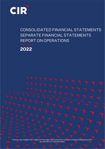 Thumbnail CIR S.p.A. - Compagnie Industriali Riunite Financial Statement 2022