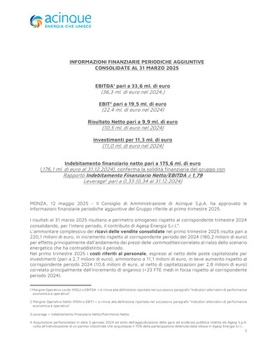 Miniature Acinque Rapport trimestriel 2025-q1