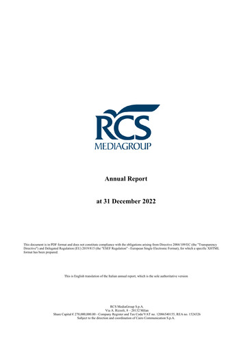 Miniature RCS MediaGroup Rapport annuel 2022