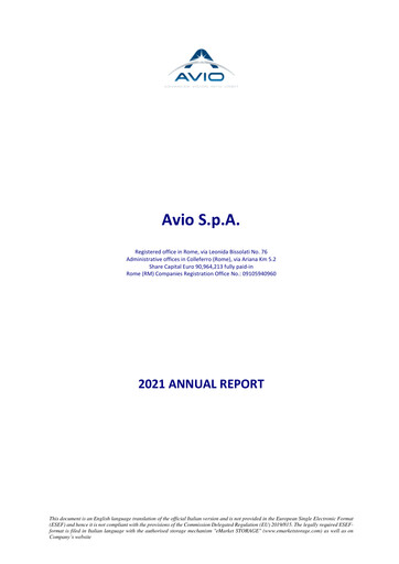 Thumbnail Avio S.p.A. Annual Report 2021