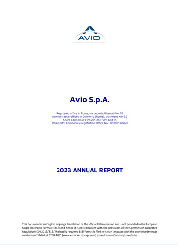 Thumbnail Avio S.p.A. Annual Report 2023
