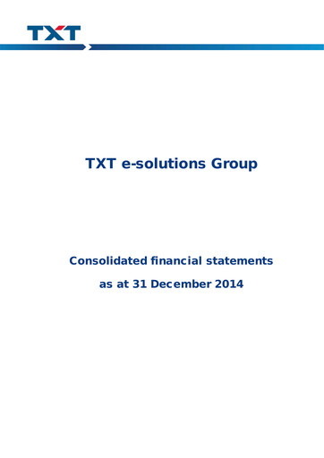 Thumbnail TXT e-solutions Annual Report 2014