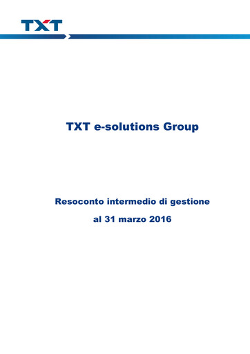 Thumbnail TXT e-solutions Quarterly Report 2016-q1