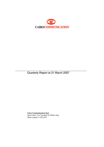 Miniature Cairo Communication Rapport trimestriel 2007-q1