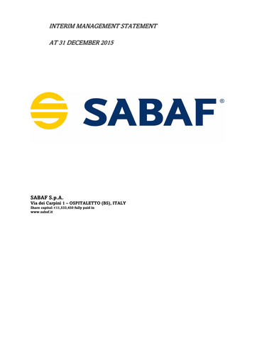 Miniature Sabaf S.p.A. Rapport trimestriel 2015-q4
