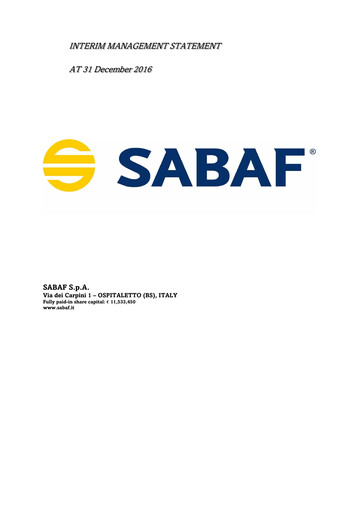 Miniature Sabaf S.p.A. Rapport trimestriel 2016-q4