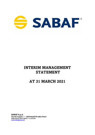 Miniature Sabaf S.p.A. Rapport trimestriel 2021-q1