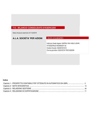 Thumbnail A.L.A. società per azioni Annual Report 2019