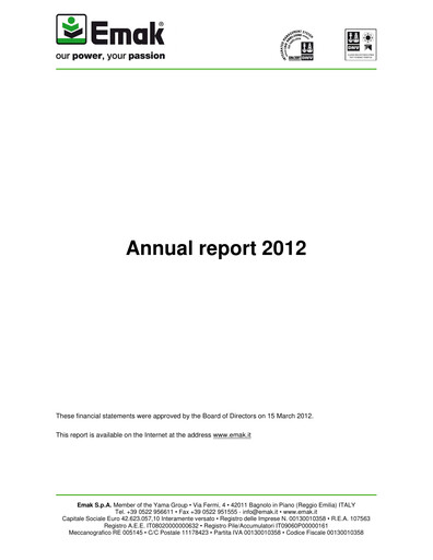 Thumbnail Emak S.p.A. Annual Report 2012