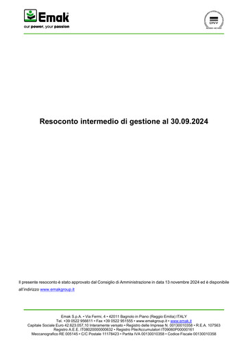 Thumbnail Emak S.p.A. Quarterly Report 2024-q3