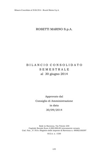 Thumbnail Rosetti Marino Half-year Report 2014-h1