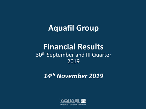 Miniature Aquafil Rapport trimestriel 2019-q3