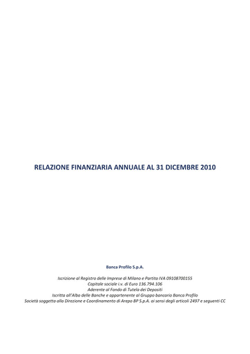 Thumbnail Banca Profilo Annual Report 2010