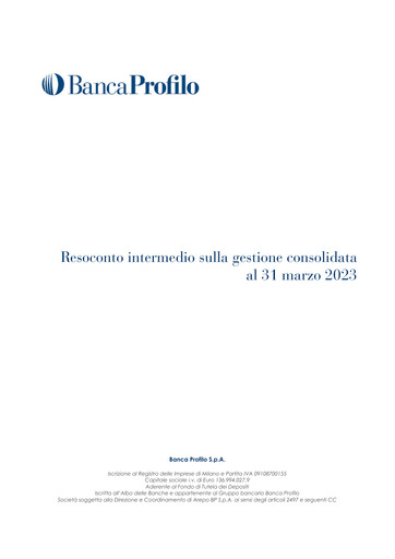 Thumbnail Banca Profilo Quarterly Report 2023-q1