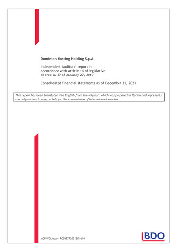 Thumbnail Dominion Hosting Financial Statement 2021