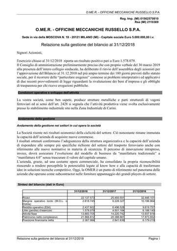 Thumbnail OMER S.p.A. Financial Statement 2018