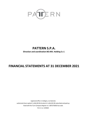 Thumbnail Pattern S.p.A. Financial Statement 2021