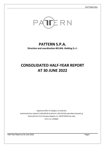 Thumbnail Pattern S.p.A. Half-year Report 2022-h1