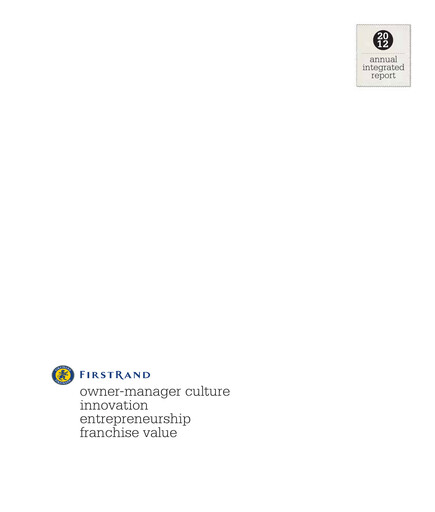 Thumbnail FirstRand Annual Report 2012