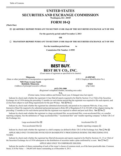 Thumbnail Best Buy Quarterly Report 2014-q3
