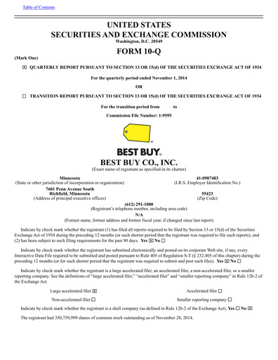 Thumbnail Best Buy Quarterly Report 2015-q3