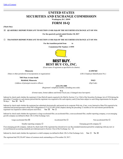 Thumbnail Best Buy Quarterly Report 2018-q3
